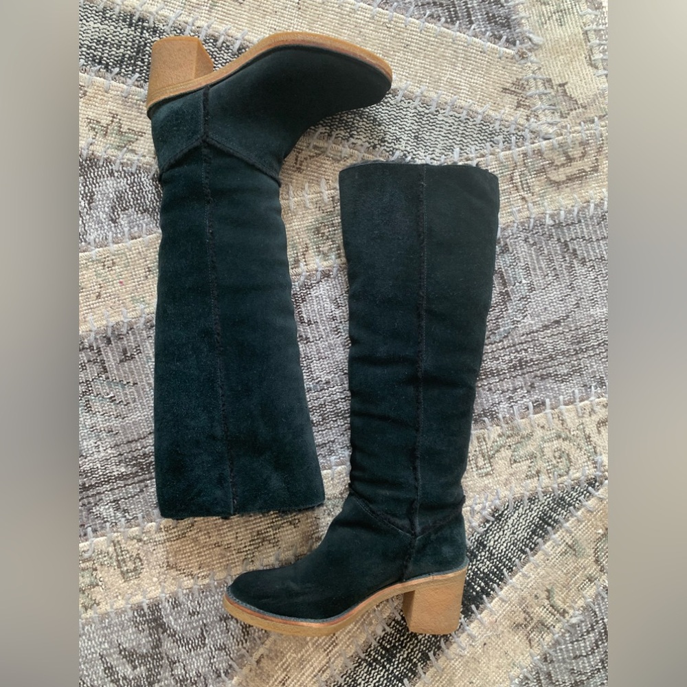 UGG Kasen Black Suede Knee-High Boots